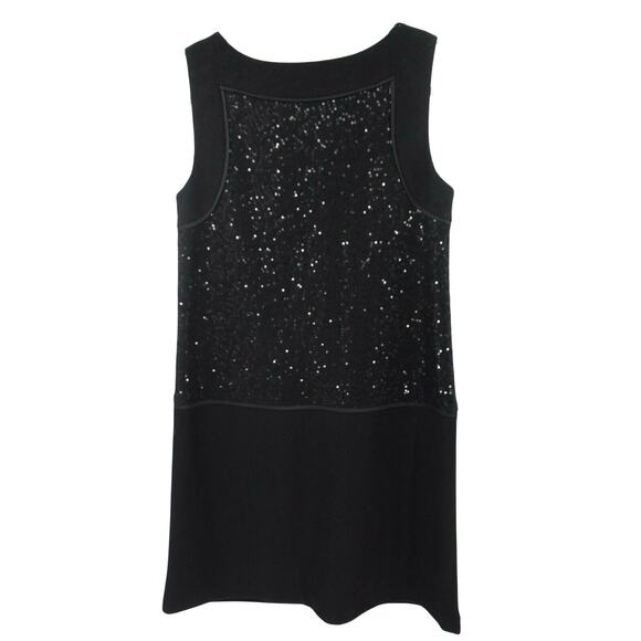 Ann Taylor LOFT Black Sequin Sleeveless Round Neck Shift Dress Size 4 - Picture 4 of 6